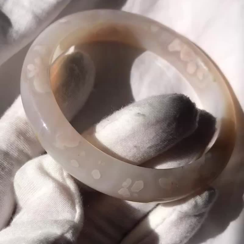 樱花玛瑙手镯 茘枝冻 手环 果冻 小碎花 型立体花 - 手链/手环 - 水晶 粉红色