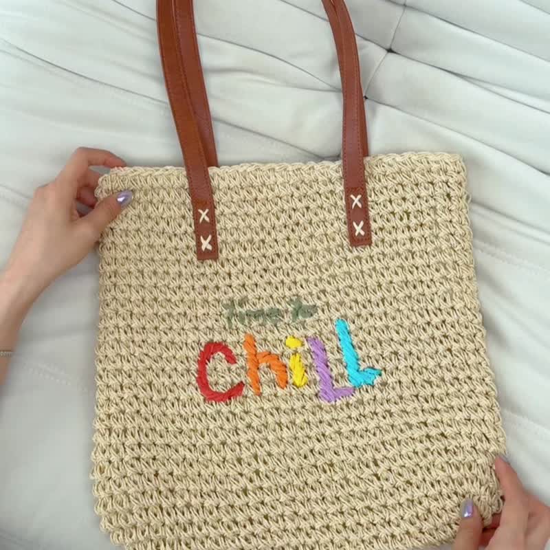 chill一夏  多巴胺彩色刺绣草编包 - 侧背包/斜挎包 - 其他材质 多色