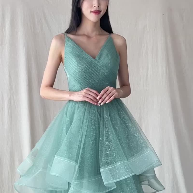 亮片薄纱分层婚纱 - 晚装/礼服 - 其他材质 绿色