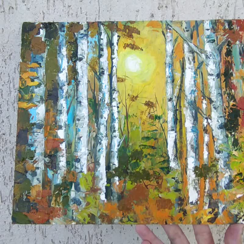 Birch Painting Trees Original Art Landscape Wall Art Birch Forest Painting Oil - 海报/装饰画/版画 - 其他材质 多色