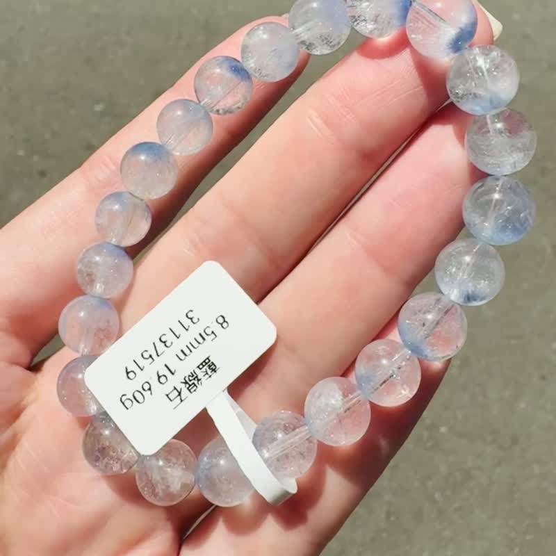 小精品天然蓝线石水晶8.5mm19.60g防甲状腺亢进加强表达能力 - 手链/手环 - 水晶 蓝色