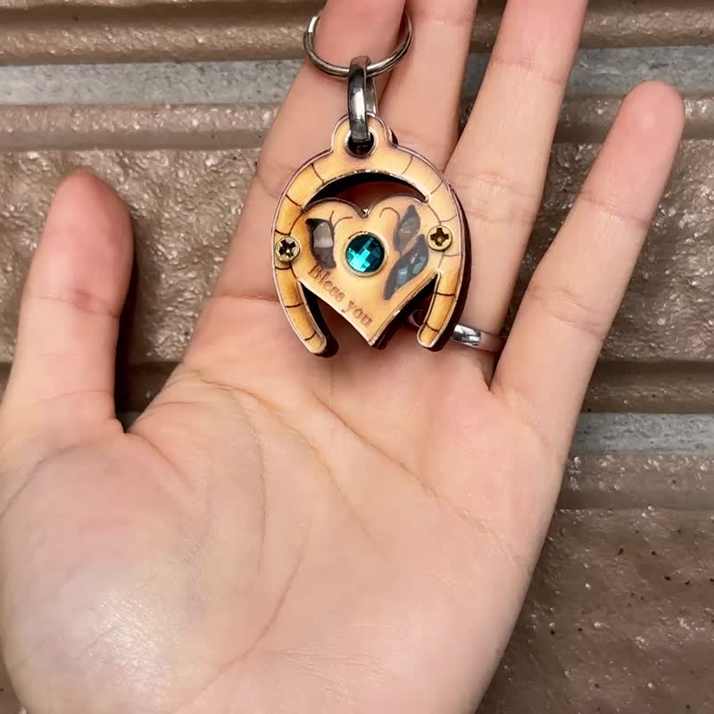 正能量祝福钥匙圈 手工木製 镶嵌多款彩石 进口自以色列 - 钥匙链/钥匙包 - 其他材质 多色