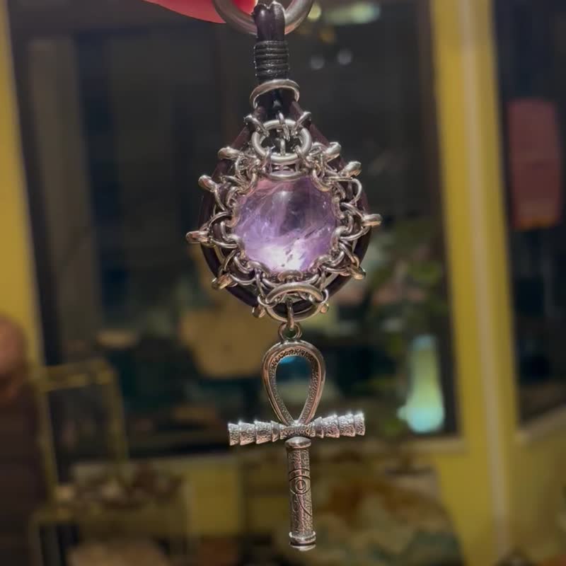 紫晶球 水晶球 吊饰 挂饰 浮夸 锁匙扣 男友礼物 圣诞礼物 包装 - 钥匙链/钥匙包 - 纯银 紫色