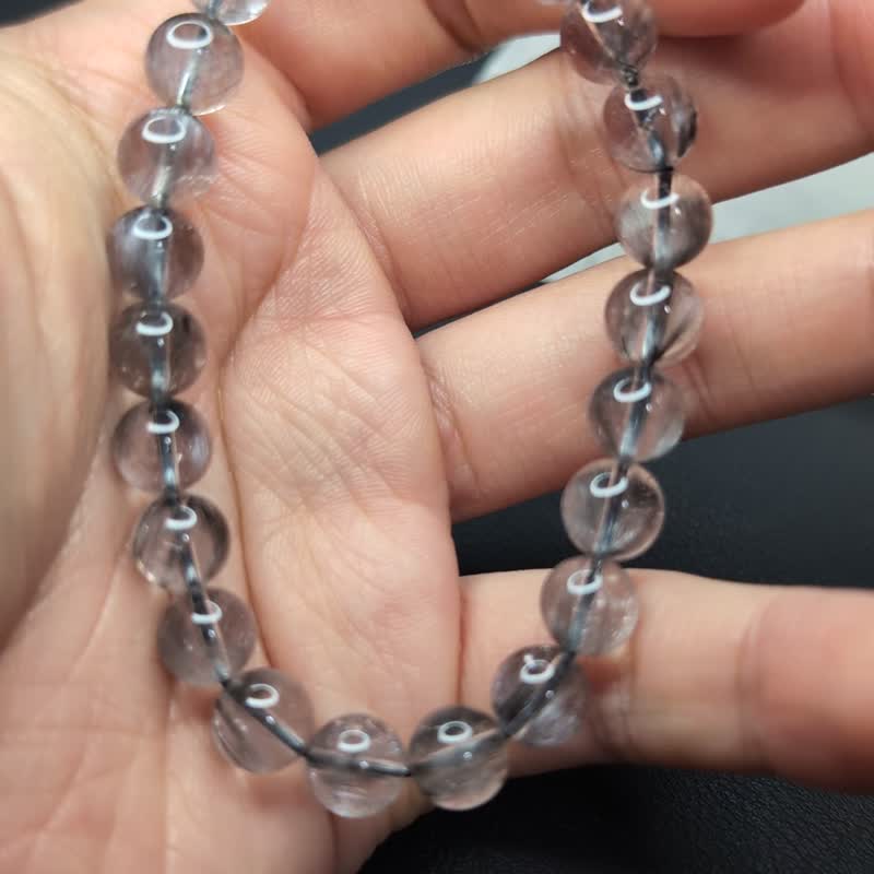【订制品】黑银钛 手串 手链 天然水晶 水晶手串 8-12mm - 手链/手环 - 水晶 