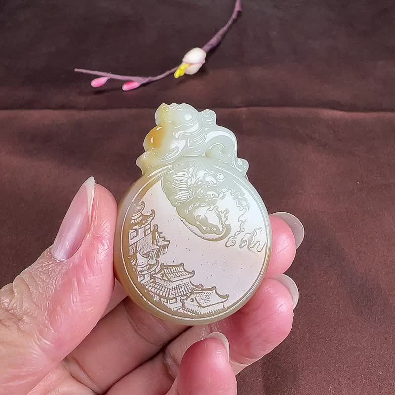 秒杀价 天然新疆和田玉且末糖西方三圣平安扣吊坠 - 吊饰 - 玉石 
