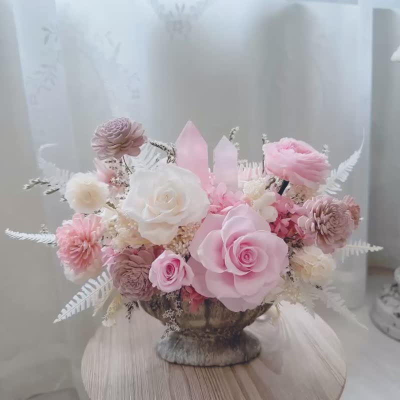 遇见花开。粉水晶 永生花 盆花 - 植栽/盆栽 - 水晶 粉红色