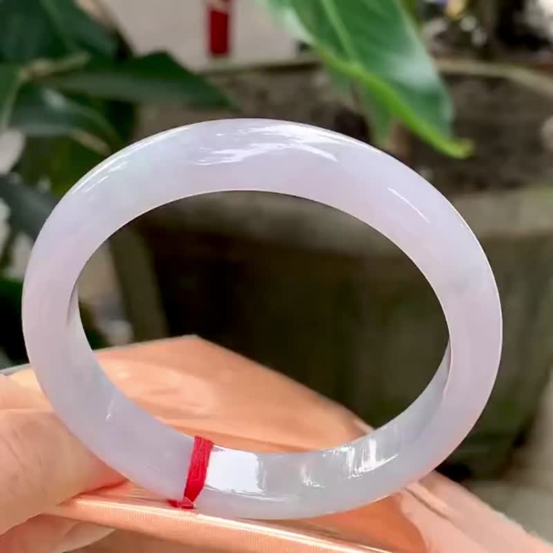 冰种翡翠天然翡翠玉镯A玉手镯 玉鈪 • 冰种紫罗兰翡翠福镯 - 手链/手环 - 玉石 紫色