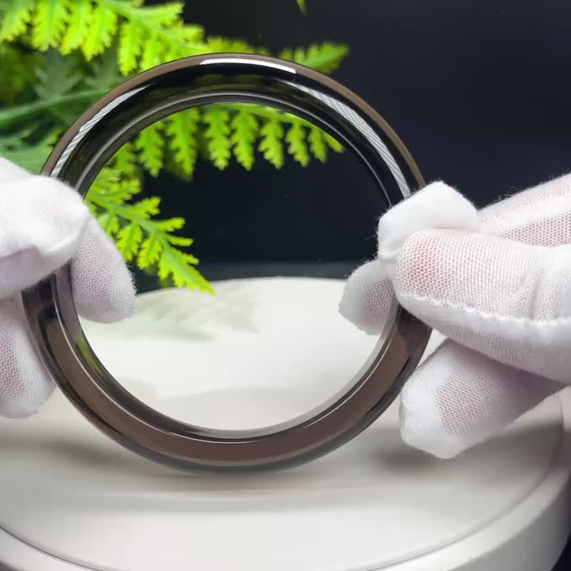 高品质 玻璃体冰曜石手镯 63MM 高冰黑曜石手环 平安庇护招财聚气 - 手链/手环 - 半宝石 黑色