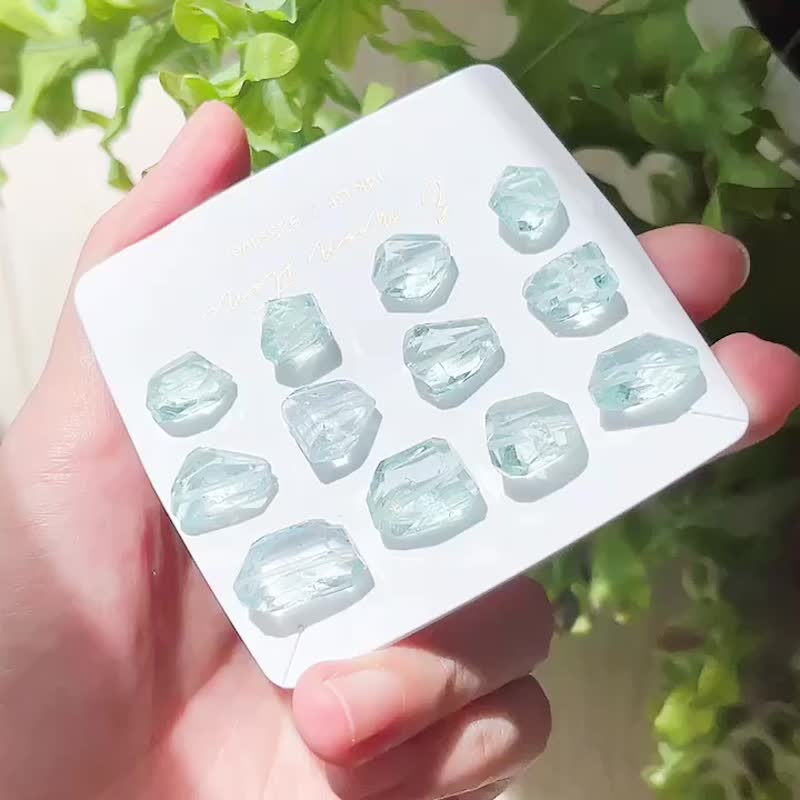 Mos苔藓海蓝宝石镜面超闪切割 宝石感原矿项链 - 项链 - 水晶 蓝色
