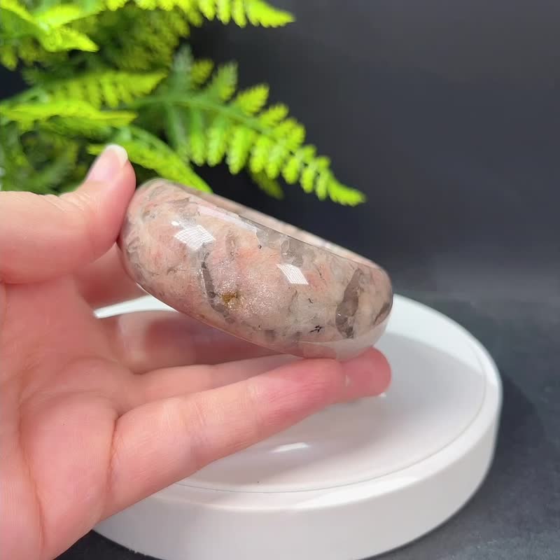 独特长石手镯58+MM 玉化高瓷星光 肉红色宽条 增强毅力 提升气质 - 手链/手环 - 半宝石 