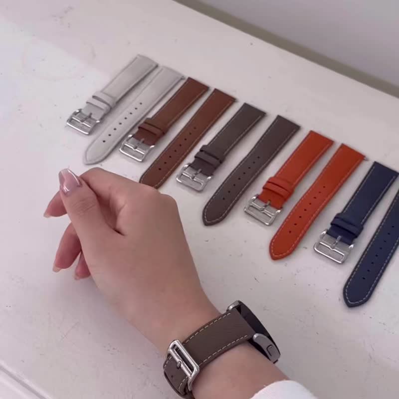 适用于 Galaxy Watch8、Apple Watch11 的意大利 Epsom 皮革表带 - 女表 - 真皮 