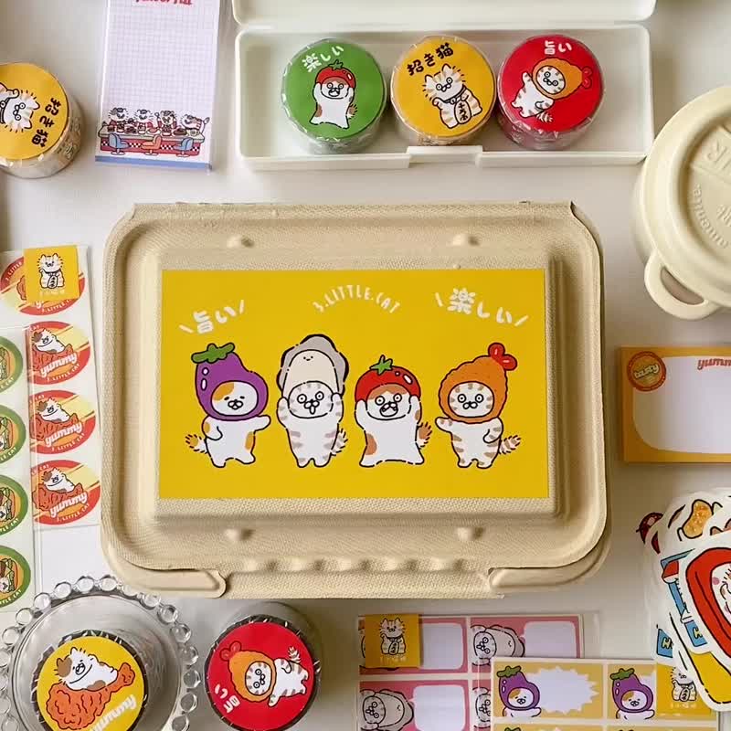 3小喵咪/复古喵咪文具礼盒/福袋 - 贴纸 - 纸 多色