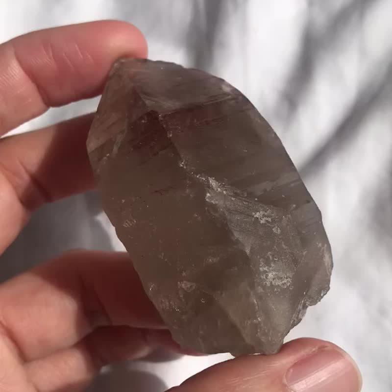 巴西 茶晶 烟晶 水晶簇 透亮 矿标 天然原石 水晶原矿 水晶 手把 - 摆饰 - 水晶 卡其色