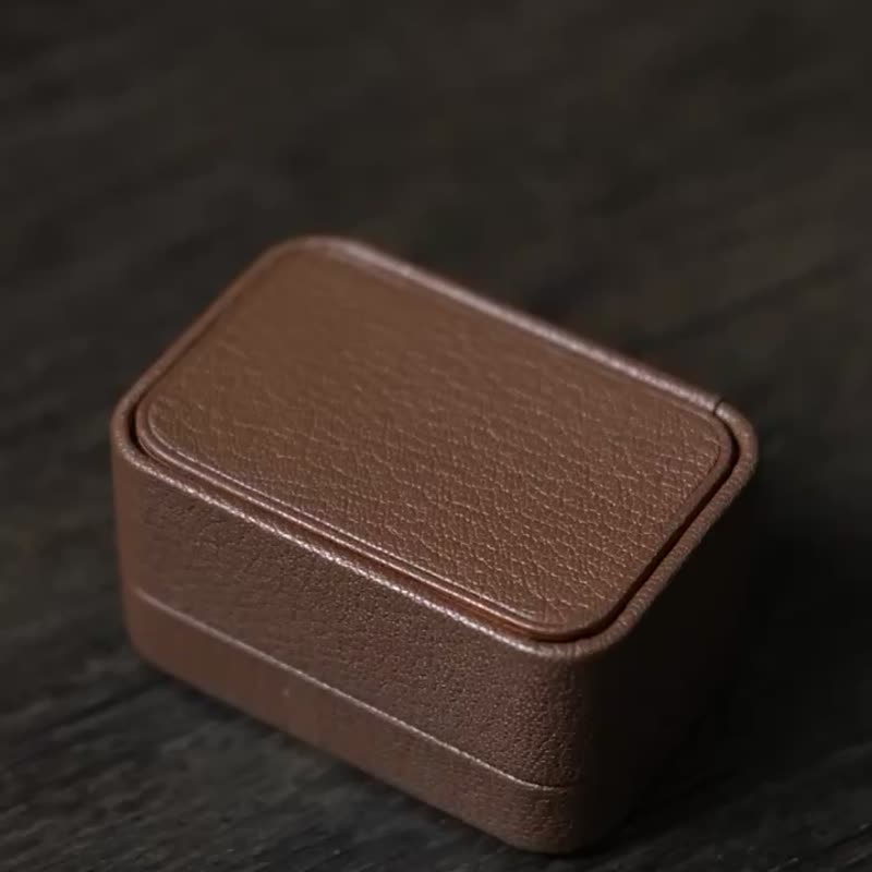 法国植鞣山羊皮革戒指盒 - 戒指 - 真皮 咖啡色
