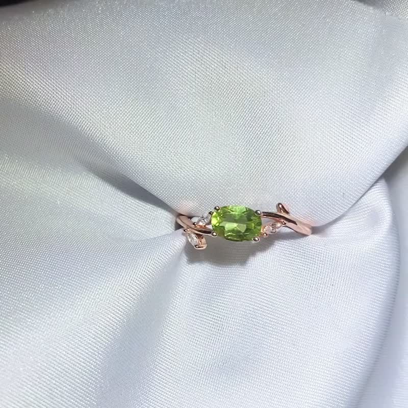 天然橄榄石戒指 - 戒指 - 纯银 多色