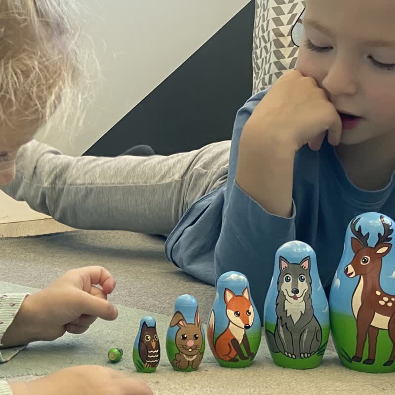 Farm Animals Nesting Dolls 7 pcs - Wooden Stacking Farm Animals Toys for Kids - 玩具/玩偶 - 木头 多色