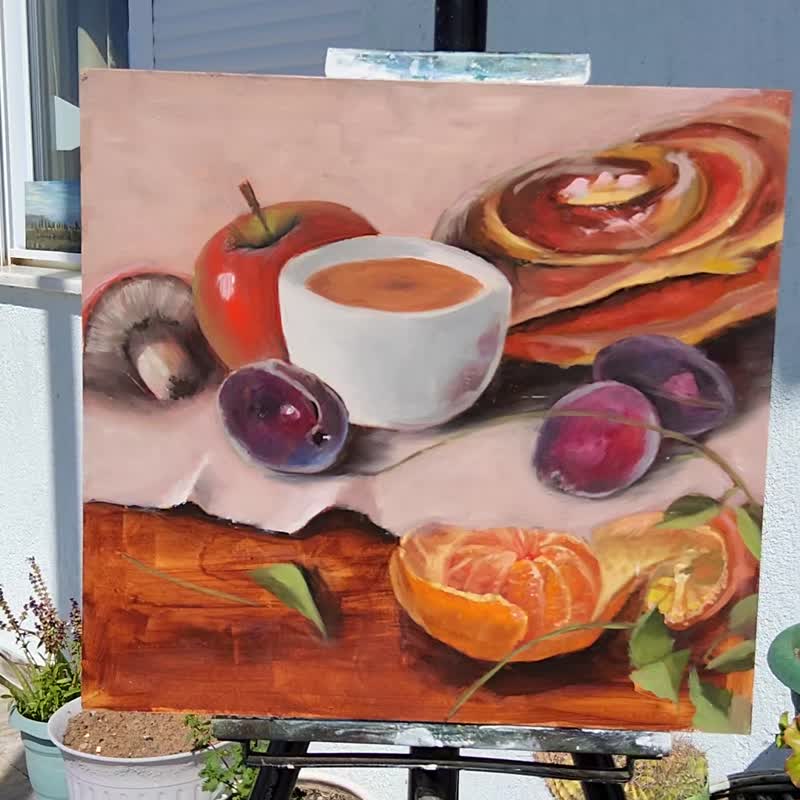 水果和品种绘画静物原创艺术咖啡杯和普通话艺术品 - 插画/绘画/写字 - 其他材质 