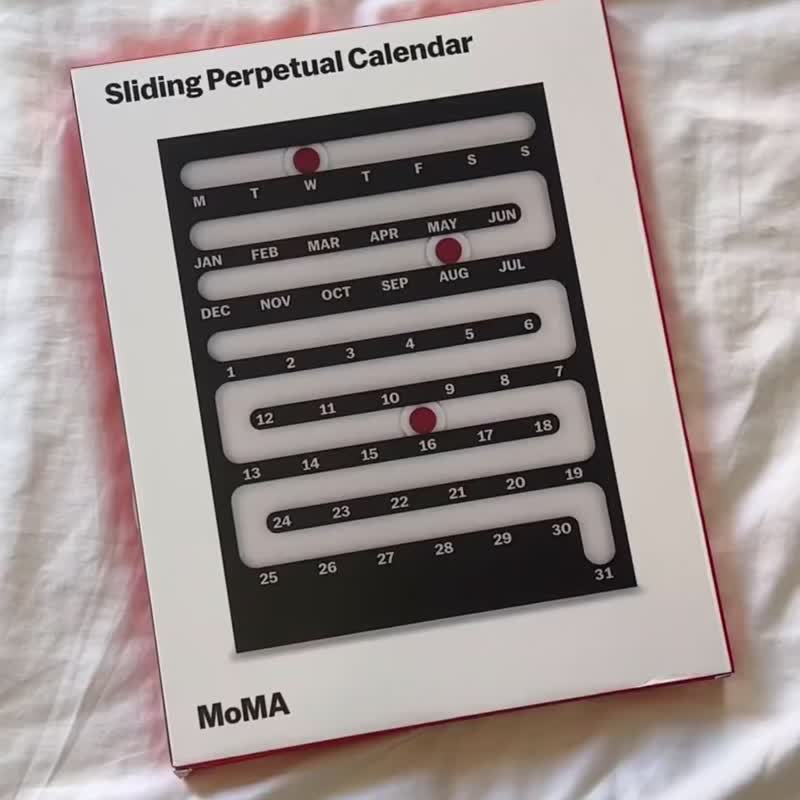 美国 MoMA 黑白简约日历 滑动万年历摆件  桌面摆件手动日历礼物 - 年历/台历 - 其他材质 黑色