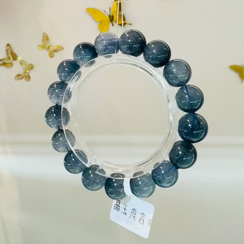 小精品满矿蓝兔毛水晶手珠12mm42.81g消除紧张增强说服力增加自信 - 手链/手环 - 水晶 蓝色