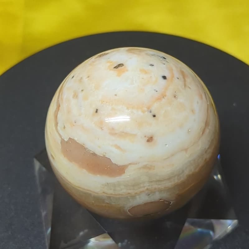 【运好气】返璞归真 初心 龙宫舍利球 安抚焦虑 (50mm/附底座) - 摆饰 - 石头 卡其色