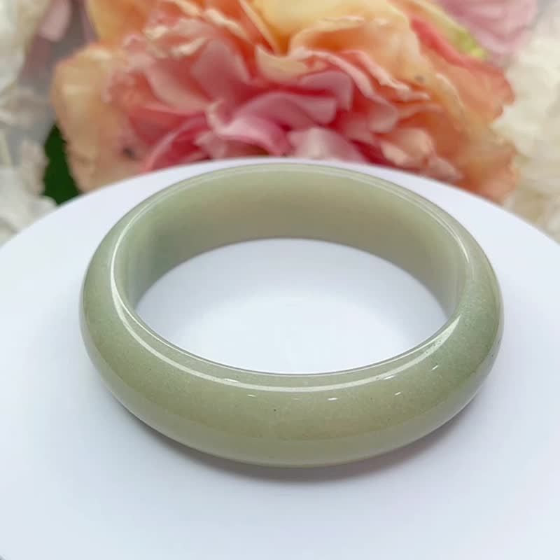 NO.127稀有豆青色佘太翠 内径62MM 圈口 佘太玉 手环 手镯 平安镯 - 手链/手环 - 玉石 绿色