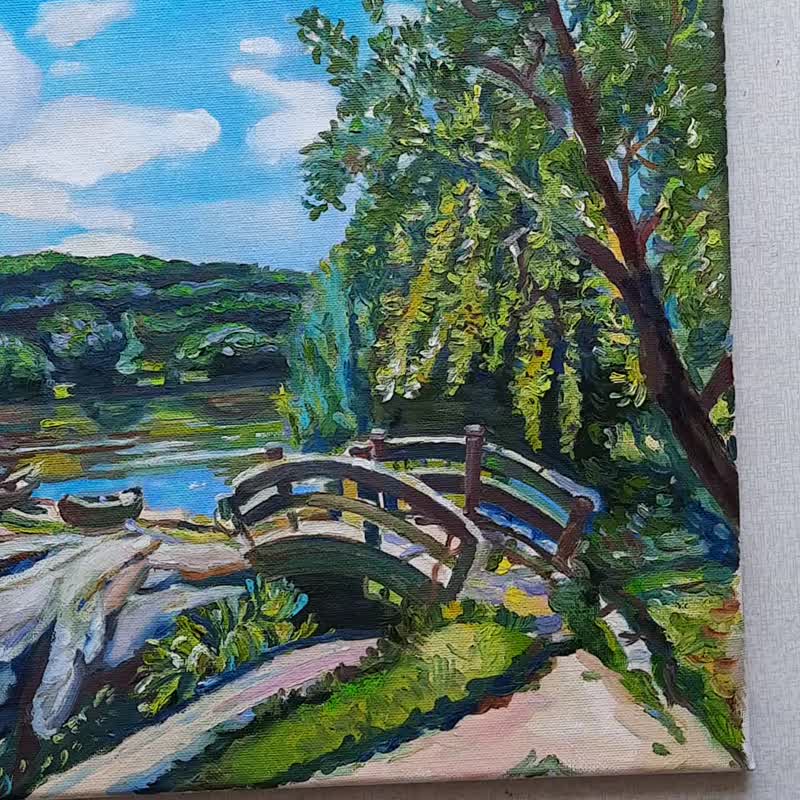 河流绘画风景艺术原创艺术油画布面油画 - 墙贴/壁贴 - 其他材质 绿色