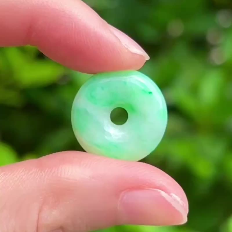 天然翡翠 缅甸 A玉 玉镯 • 鲜果绿翡翠平安扣 - 手链/手环 - 玉石 绿色