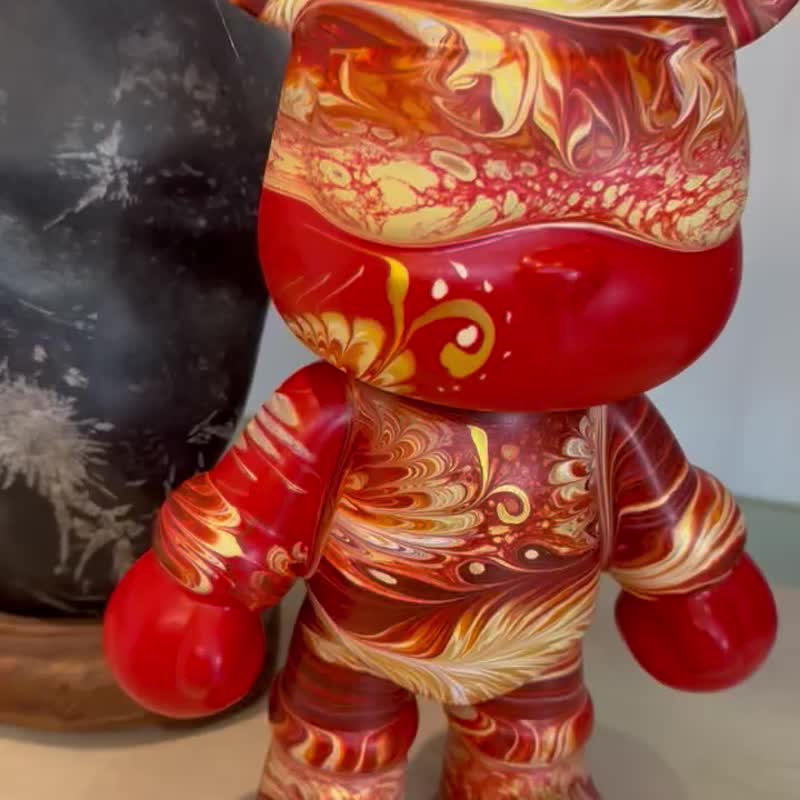 红韵金羽 潮玩 DIY 手作流体熊 居家摆件 公仔 存钱罐 生日礼物 - 摆饰 - 树脂 