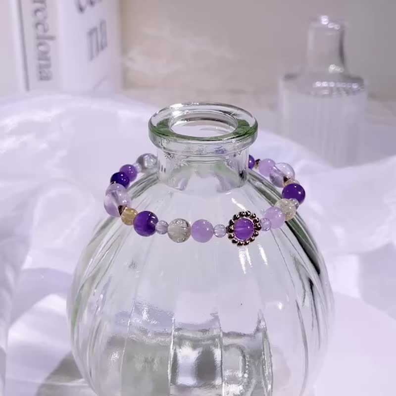 香榭浮光  紫水晶 | 巴洛克淡水珍珠 | 金发晶 |水晶手链 A03-1 - 手链/手环 - 水晶 紫色