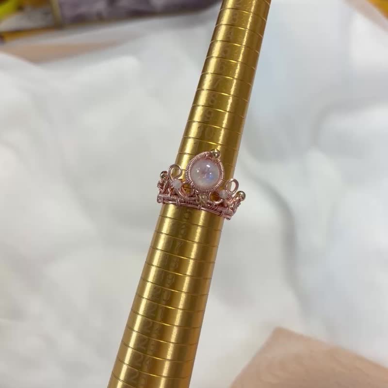 珍饰—宫廷风月亮石金属绕线戒指 - 戒指 - 水晶 