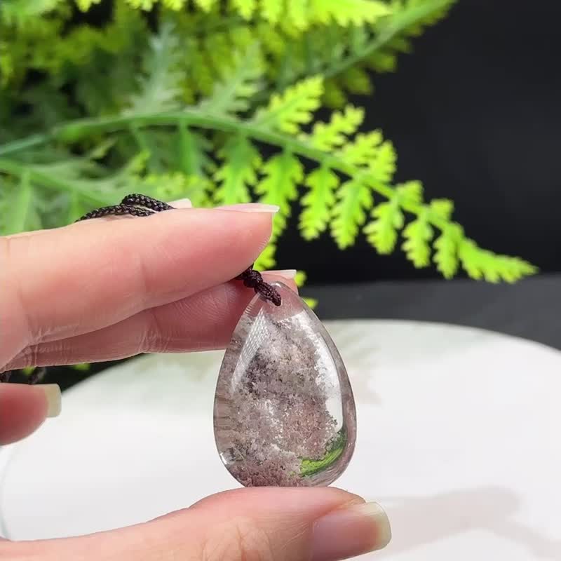 精品天然巴西老料四季幽灵水晶吊坠项链冰透净体水滴增添个人魅力 - 项链 - 水晶 