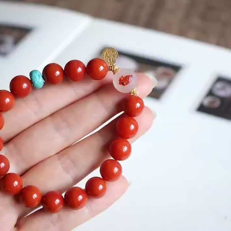 赤玉 精品。川料南红 A-20240714-026。生命灵数1 - 手链/手环 - 宝石 