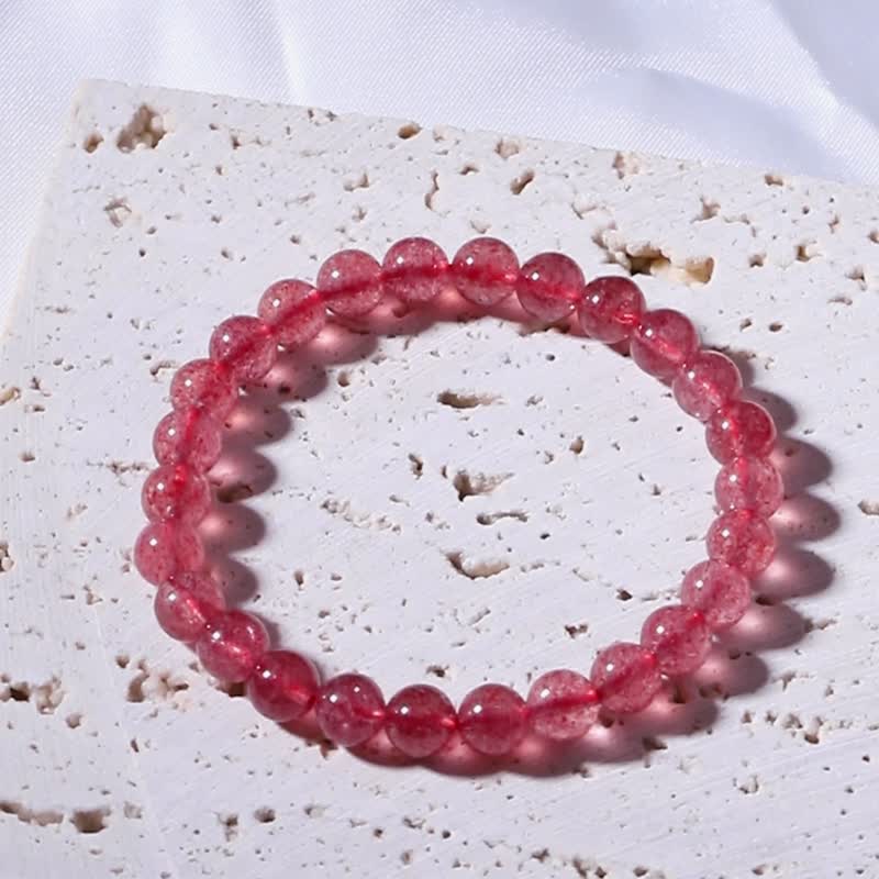 提升人缘 / 天然草莓晶 / 爱情之石 / 增强情绪感知 - 手链/手环 - 水晶 粉红色
