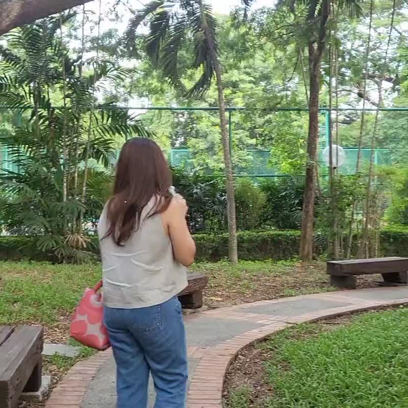 无袖，亚麻材质，均码。浅棕色。 - 女装 T 恤 - 亚麻 卡其色