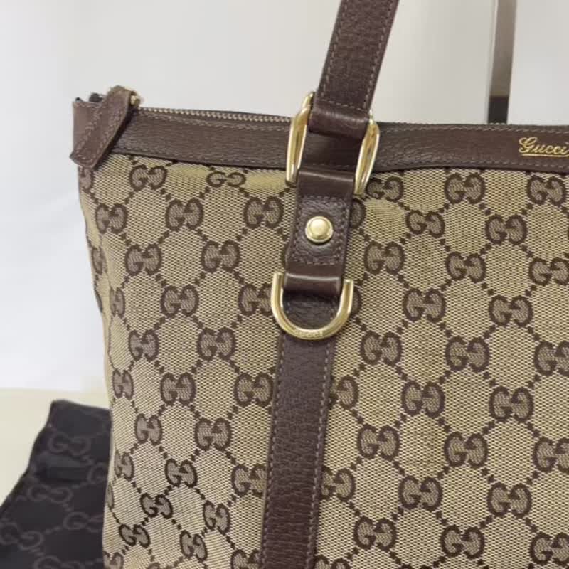 正品 Gucci Abbey 手提包 GG 帆布皮革米棕141470 二手 - 手提包/手提袋 - 其他材质 