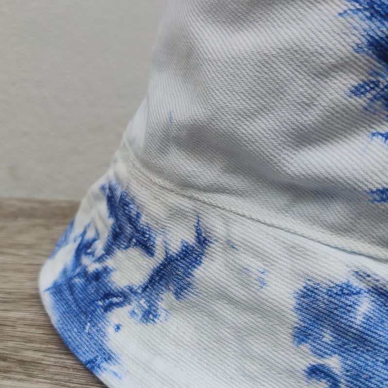 ฺBucket Hat M - 靛蓝色扎染渔夫帽 - 帽子 - 棉 蓝色