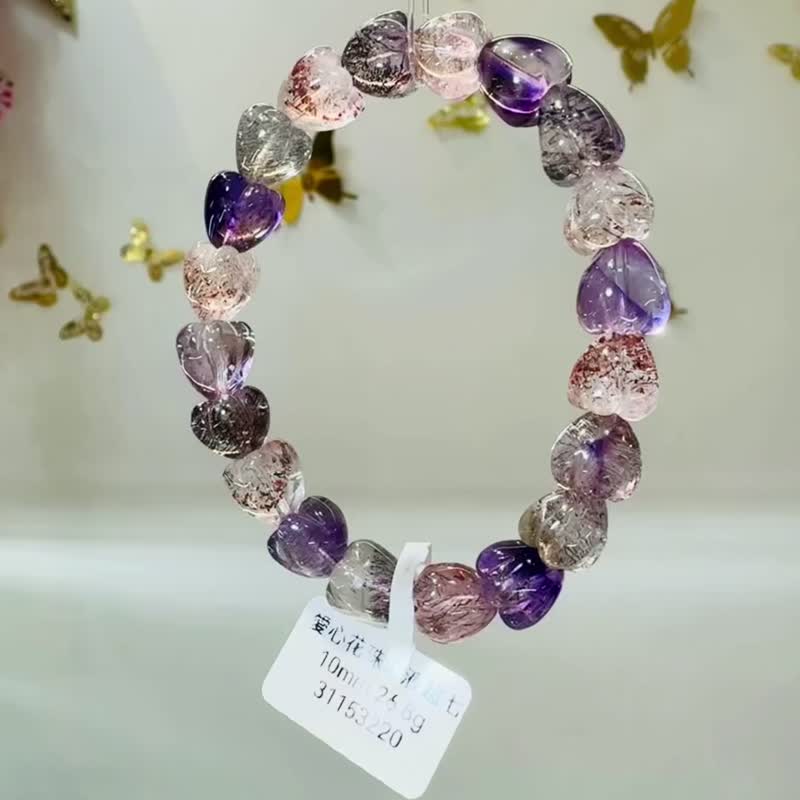 小精品爱心花珠多矿彩超七10mm26.8g彼岸花毒液草莓三轮骨干水晶 - 手链/手环 - 水晶 多色