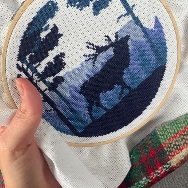 Mountain Landscape with a Deer Cross Stitch PDF Pattern 十字繡 - 编织/刺绣/羊毛毡/裁缝 - 其他材质 