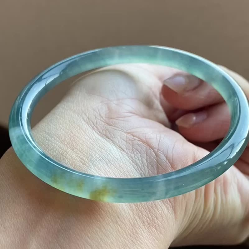 冰种 天然翡翠 危地马拉 缅甸 A玉玉镯 • 冰种蓝刚翡翠圆 - 手链/手环 - 玉石 蓝色