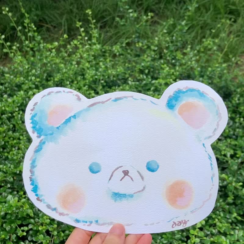 【 水彩 + 木颜色 明信片 】幸福 歪嘴 小熊 心意 生日 卡 - 卡片/明信片 - 纸 多色