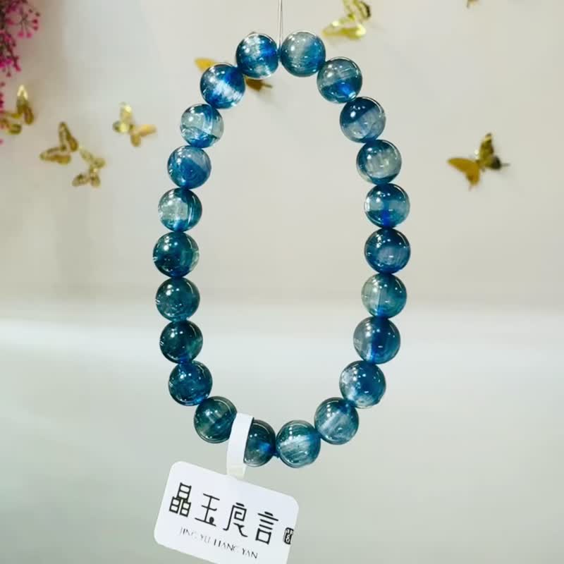 最高级数美人鱼蓝晶石7.7-8.2mm22.50g转运水晶晶石提升洞悉力 - 手链/手环 - 水晶 蓝色