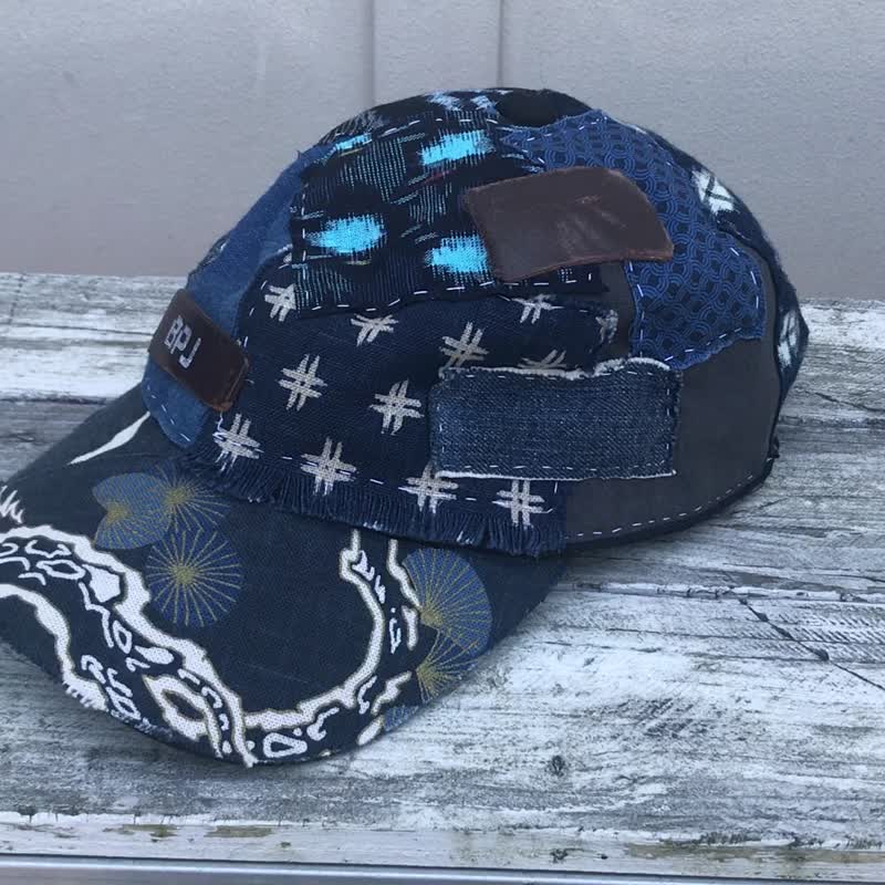 Boro patchwork hat cap-011 - 帽子 - 棉．麻 