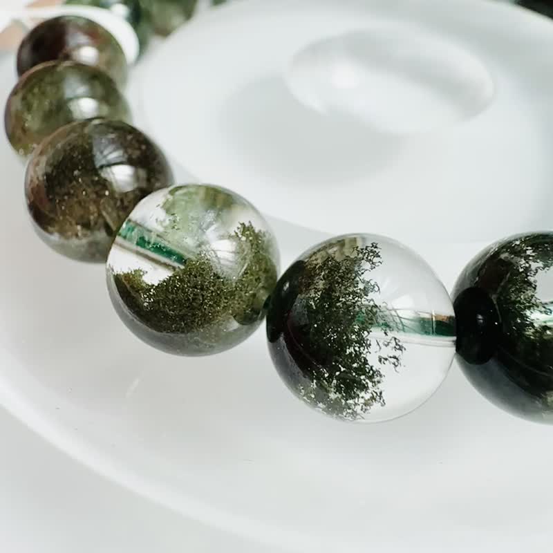 小精品玻璃体浓色招财绿幽灵 10.5mm30.80g 主正财事业贵人 - 手链/手环 - 水晶 绿色