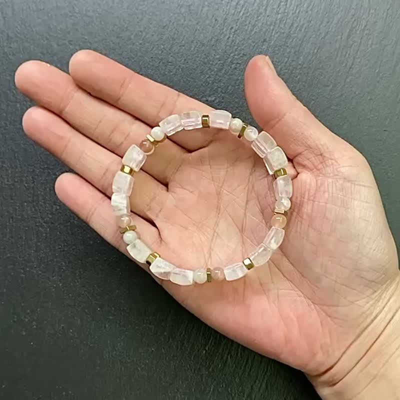 招财开运-冰透体雪花幽灵x彩月光黄铜手排 手环 招财开运 旺事业 - 手链/手环 - 水晶 多色