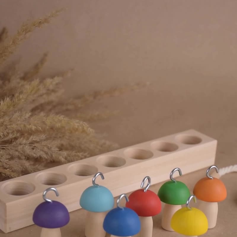 木制平衡玩具颜色分类器蒙特梭利蘑菇钓鱼竿教育 - 玩具/玩偶 - 木头 