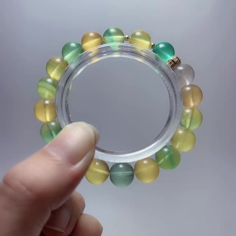 宝石系 天然矿石 萤光彩萤石 9.7 mm 手链 - 手链/手环 - 宝石 多色