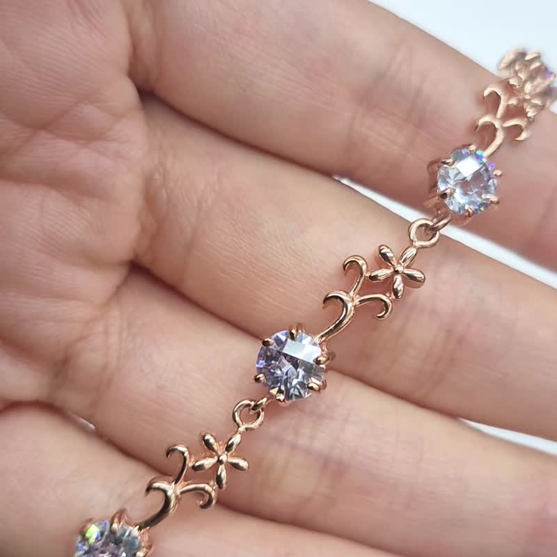 【比法一生】纯银手链—紫娇花 925 银手工饰品 - 手链/手环 - 银 紫色