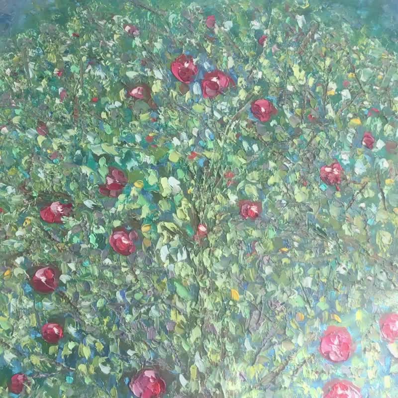 红苹果园－克林姆特受苹果树启发的油画 - 墙贴/壁贴 - 亚麻 多色