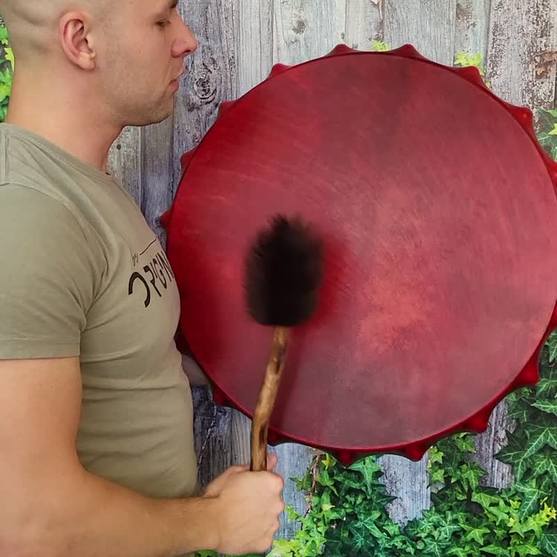 萨满鼓凤凰 56 厘米 22 英寸，萨满鼓 - 吉他/乐器 - 其他材质 红色