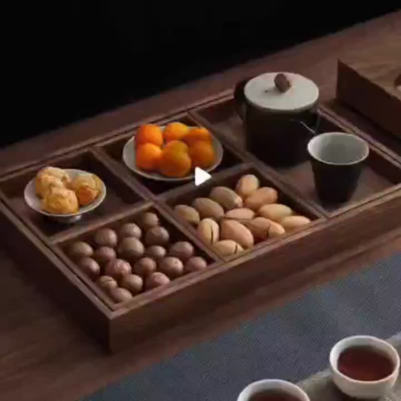 茶盘6件套  黑胡桃木托盘  经典茶具 - 收纳用品 - 木头 